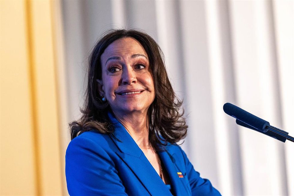 Archivo - La líder de la oposición venezolana y Premio Nobel de la Paz, María Corina Machado, asiste al foro de debate «Foro Europa» en Madrid, en uno de sus últimos actos durante su visita oficial a España.