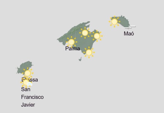 Predicción meteorológica para este domingo, 24 de mayo, en Baleares: cielo poco nuboso o despejado