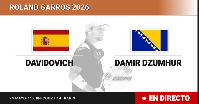 Alejandro Davidovich Fokina - Damir Dzumhur: resumen y estadísticas del partido de Sesentaicuatroavos de final de Roland Garros ATP