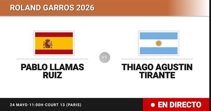 Pablo Llamas Ruiz - Thiago Agustin Tirante: resumen y estadísticas del partido de Sesentaicuatroavos de final de Roland Garros ATP