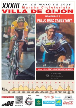 Cartel de la XXXIII Marcha Cicloturista Villa de Gijón.