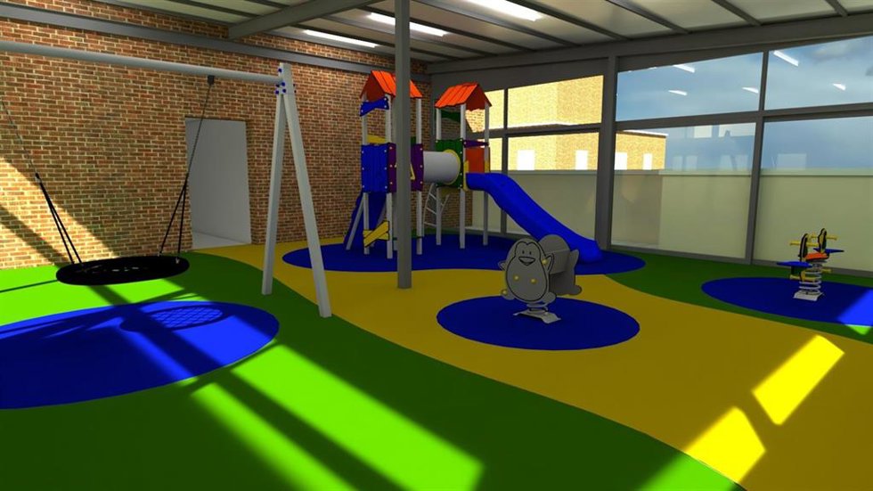 Imagen del futuro parque infantil del Hospital San Pedro de Alcántara de Cáceres.