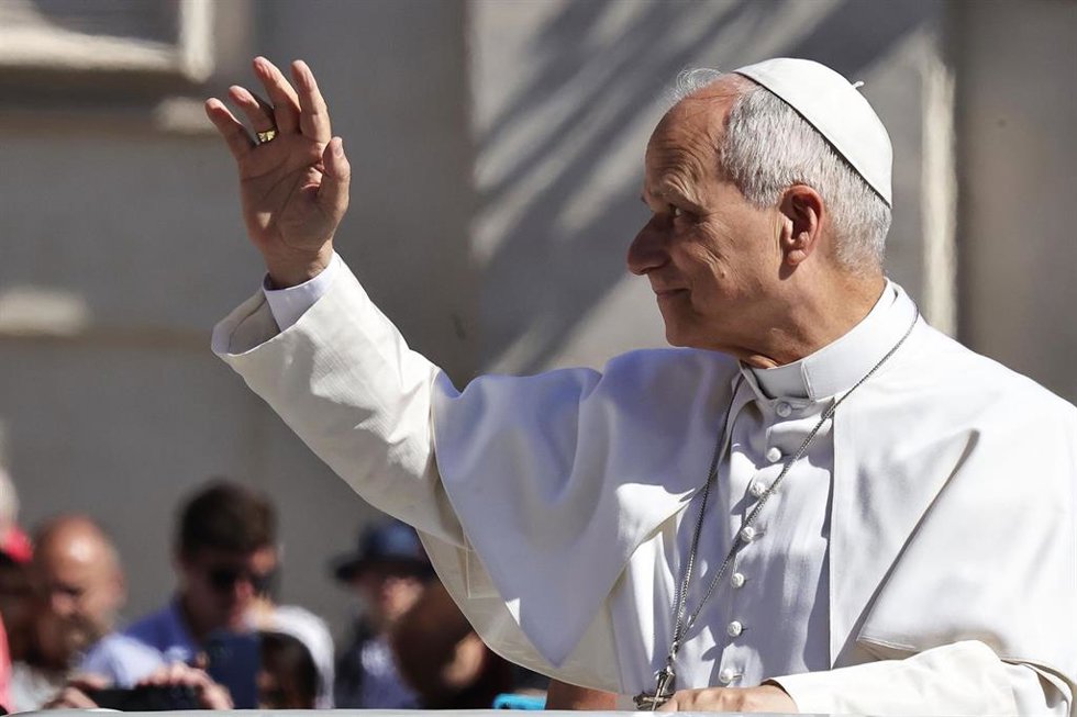El Papa León XIV durante la audiencia general del miércoles 20 de mayo de 2026 en la plaza de San Pedro.