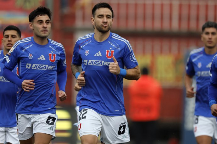 Futbol, Union Espanola vs Universidad de Chile Fecha 4, Liga de Primera 2025 El jugador de Universidad de Chile Matias Zaldivia es fotografiado durante un partido de primera division contra Union Espanola disputado en el estadio Santa Laura en Santiago,