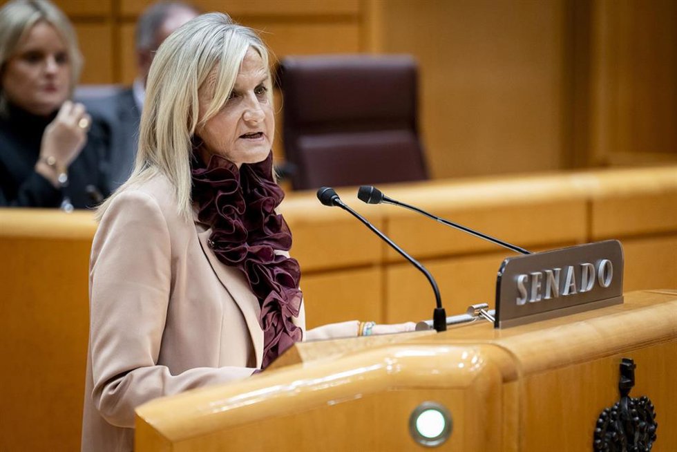 Archivo - La senadora del PP Melania Mur, durante una intervención en imagen de archivo.