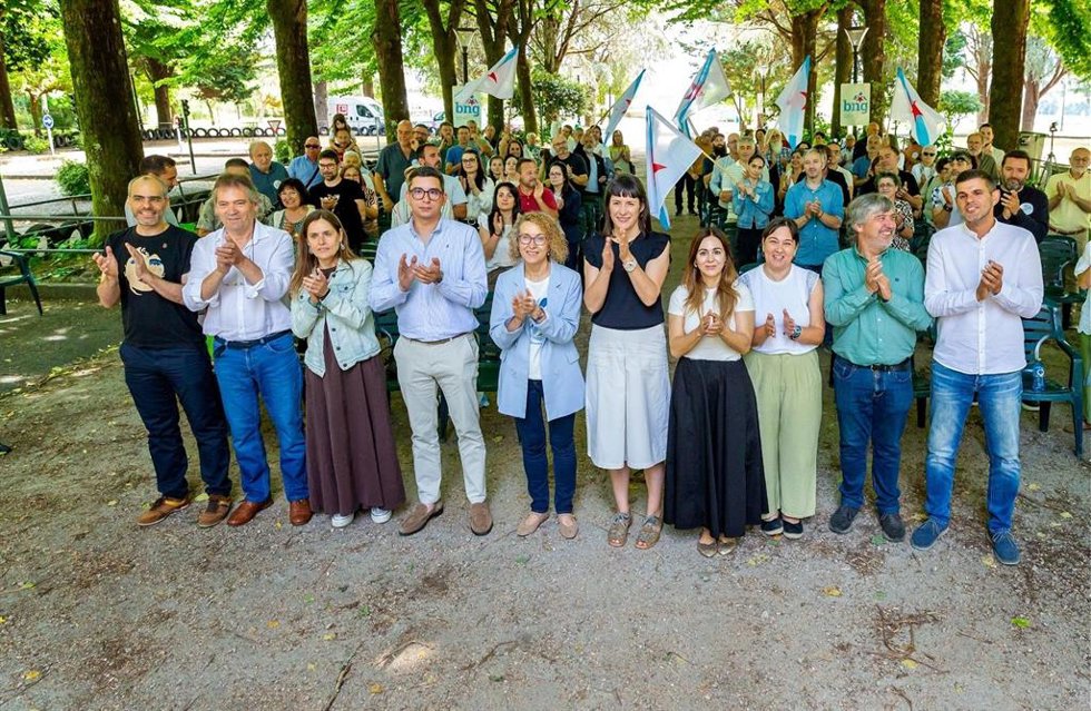 La portavoz nacional del BNG, Ana Pontón, en la presentación de candidatos de Condado y Paradanta, en Salvaterra do Miño, a 24 de mayo de 2026.