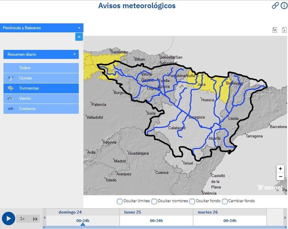 La CHE alerta de posibles crecidas en cauces menores y barrancos en el Alto Ebro