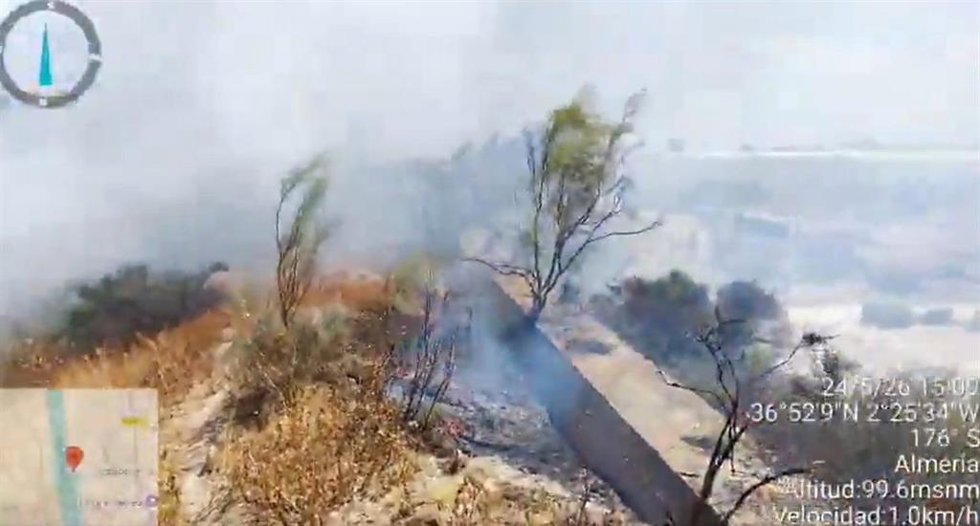 Imagen del incendio forestal declarado en Viator (Almería).