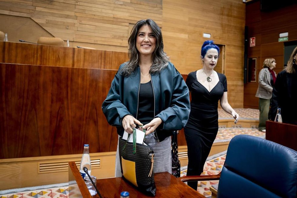 Archivo - La portavoz de Más Madrid en la Asamblea, Manuela Bergerot, durante una sesión plenaria en la Asamblea de Madrid, a 12 de marzo de 2026, en Madrid (España). La nueva consejera de Educación, Ciencia y Universidades comparece hoy en la Asamblea de