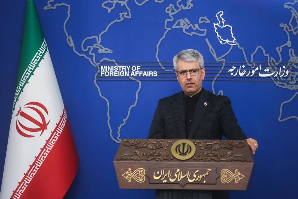 El portavoz del Ministerio de Exteriores de Irán, Esmaeil Baqaei, durante una rueda de prensa en mayo de 2026 (archivo)