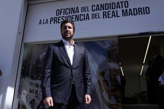 Enrique Riquelme attends the Media during the opening of his new campaign headquarters for his candidacy for the presidency of Real Madrid next to Bernabeu stadium on May 25, 2026, in Madrid, Spain.
