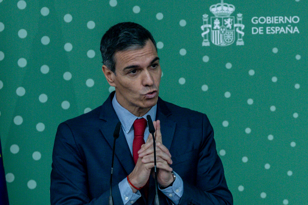 El presidente del Gobierno, Pedro Sánchez, durante el acto de clausura de la presentación de la propuesta de Plan Social para el Clima, en Espacio Rastro, a 25 de mayo de 2026, en Madrid (España).