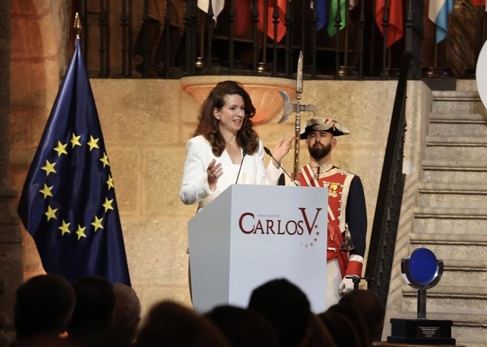 Kata Tütto durante la entrega el XIX Premio Europeo Carlos V al Comité Europeo de las Regiones, en el Monasterio de San Jerónimo de Yuste