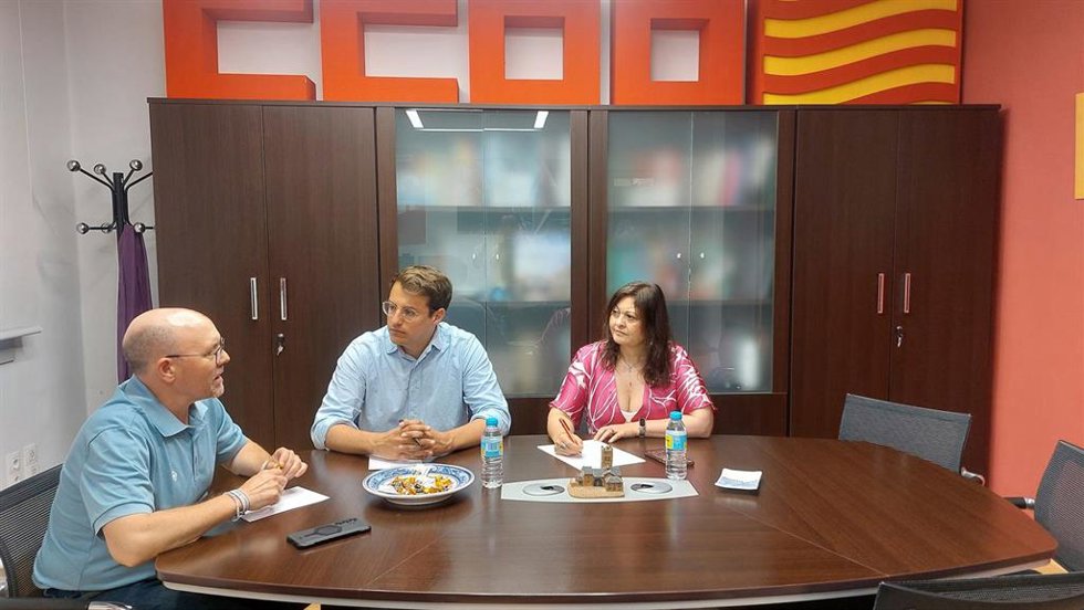 Reunión entre los líderes de CCOO Aragón, Manuel Pina, y CHA, Jorge Pueyo.