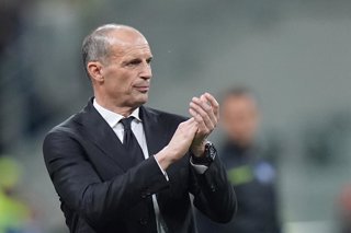 26 April 2026, Italy, Milan: AC Milan head coach Massimiliano Allegri gestures on the touchline during the Italian Serie A soccer match between AC Milan and Juventus FC at the Giuseppe Meazza Stadium. Photo: -/LaPresse via ZUMA Press/dpa