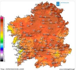 Lugo y Ourense registran las temperaturas máximas de Galicia, con récord en un mes de mayo en cinco municipios lucenses