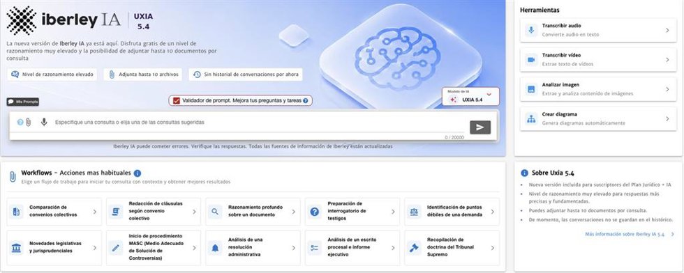Interface de Iberley IA Uxia 5.4