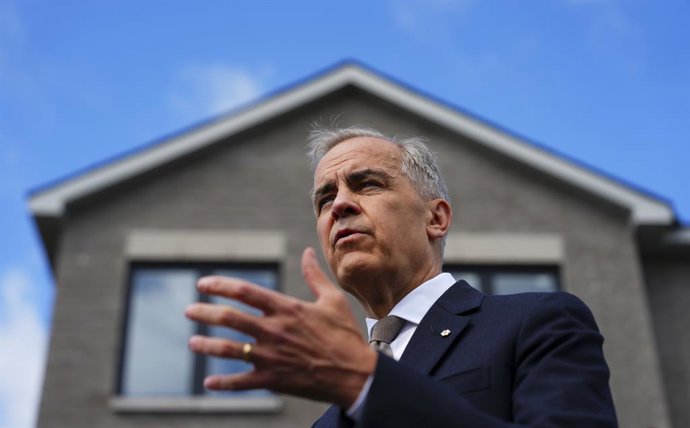 May 25, 2026, Orleans, On, Canada: Prime Minister Mark Carney talks to reporters as he takes part in an event at a new housing development in Orleans, Ont., on Monday, May 25, 2026.