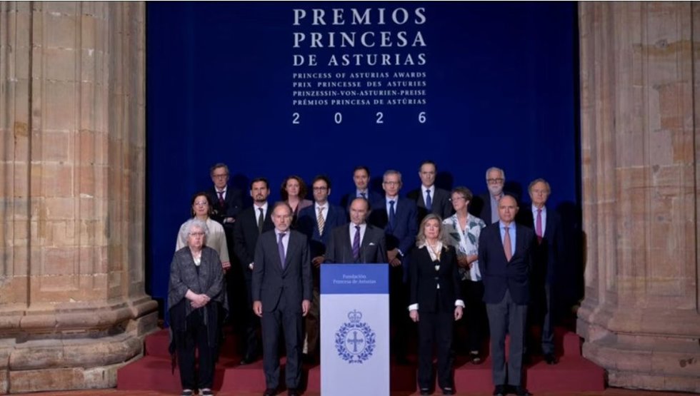 Jurado del Premio Princesa de Asturias de Ciencias Sociales 2026 durante la lectura del acta este mediodía en Oviedo.