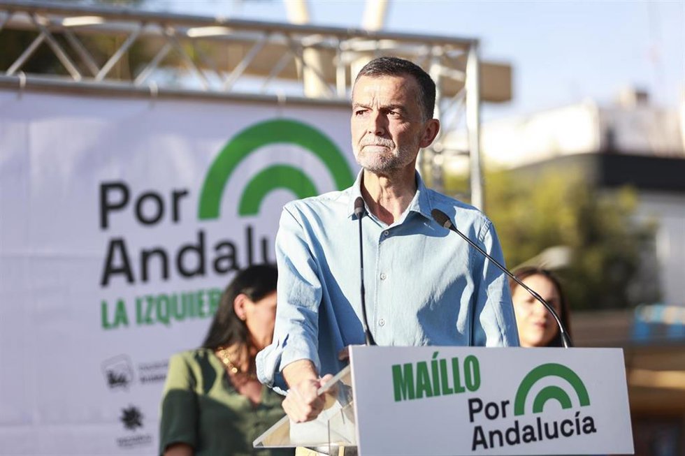 El candidato de Por Andalucía a la Presidencia de la Junta de Andalucía, Antonio Maíllo, durante el acto público de apertura de la campaña electoral para el 17M.