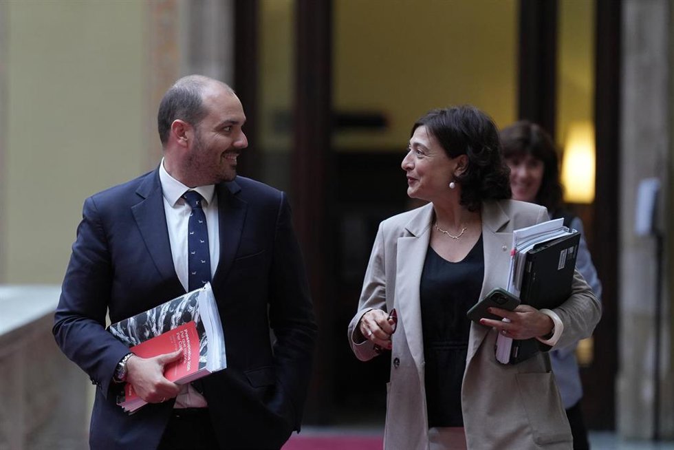 El conseller de Presidencia de la Generalitat, Albert Dalmau,  durante una rueda de prensa para explicar los Presupuestos de su Departament, en el Parlament, a 26 de mayo de 2026, en Barcelona, Catalunya (España). El Consell Executiu del pasado viernes ap