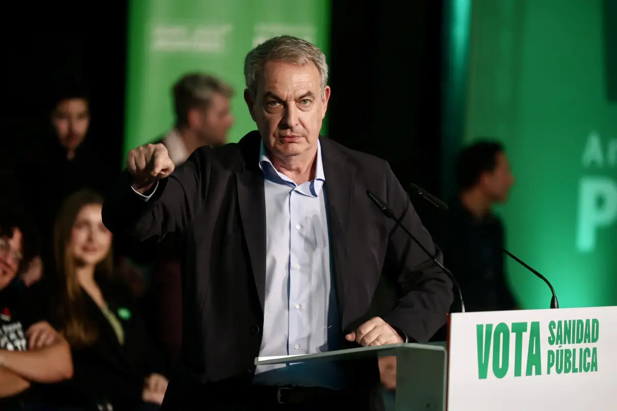 El expresidente del Gobierno José Luis Rodríguez Zapatero en un mitin, 14 de mayo de 2026, en Cádiz (Andalucía, España).