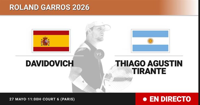 Alejandro Davidovich Fokina - Thiago Agustin Tirante: resumen y estadísticas del partido de Treintaidosavos de final de Roland Garros ATP