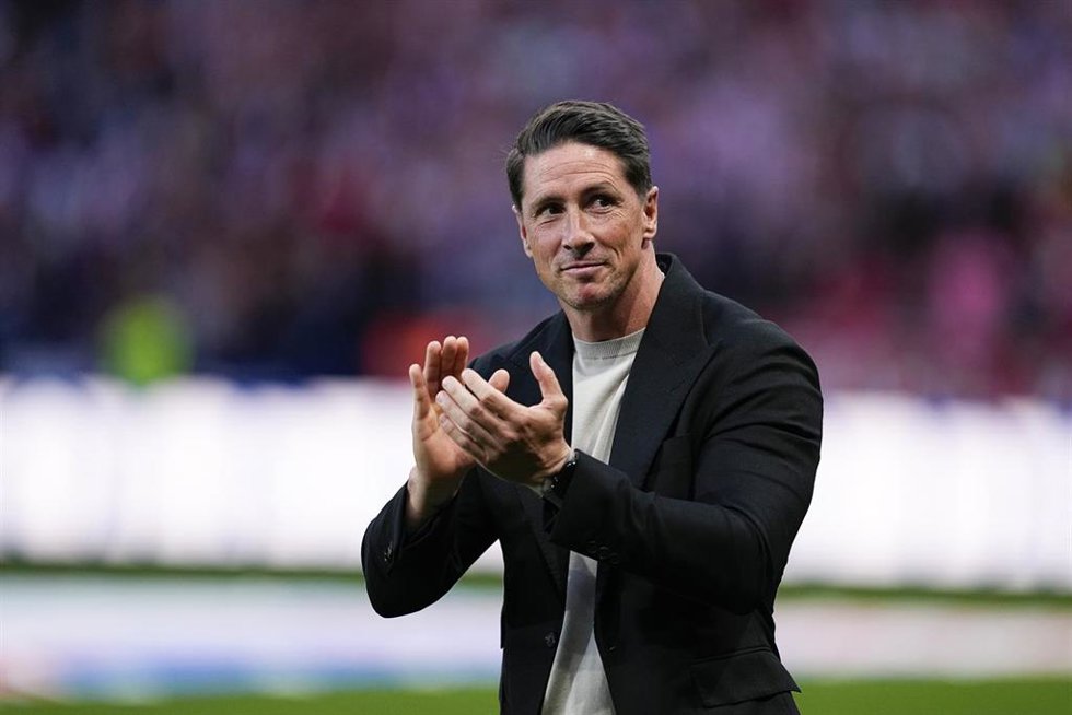 Fernando Torres, durante el homenaje a Antoine Griezmann.