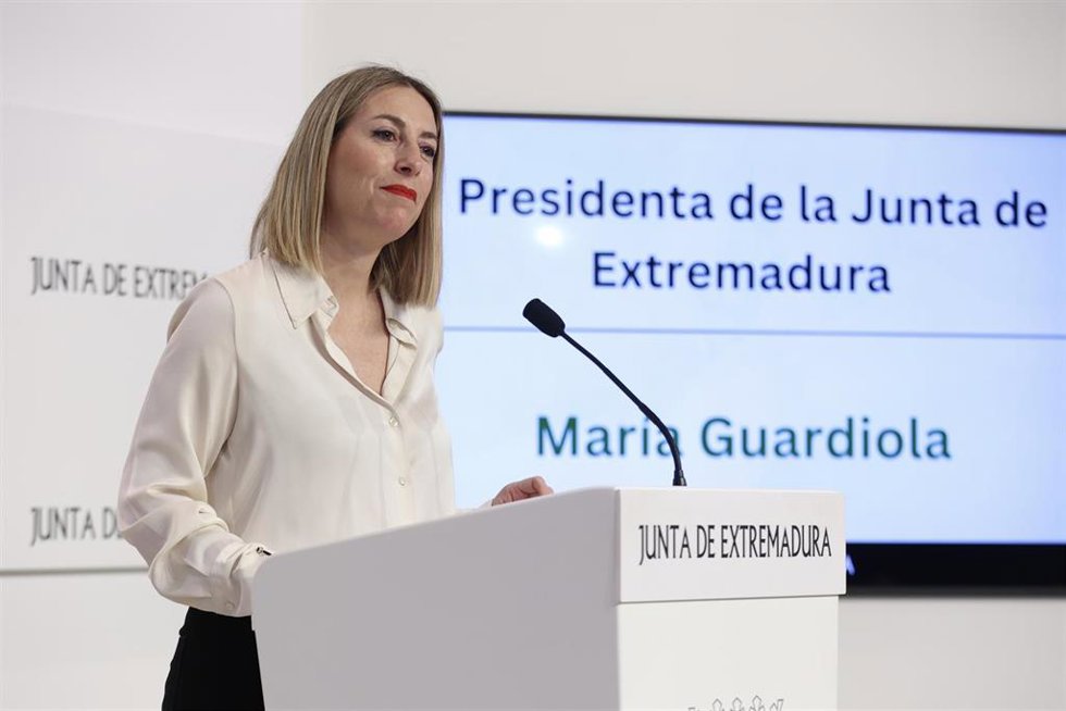 La presidenta de la Junta de Extremadura, María Guardiola, en una foto de archivo
