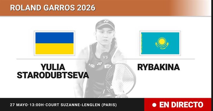Yulia Starodubtseva - Elena Rybakina: resumen y estadísticas del partido de Treintaidosavos de final de Roland Garros WTA