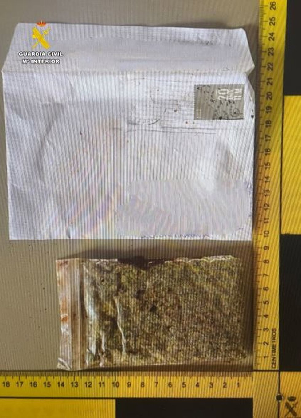 Marihuana que los agentes hallaron en el envío postal.