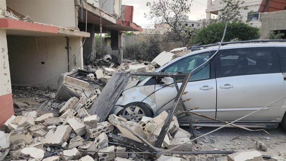 Daños materiales tras un bombardeo del Ejército de Israel contra Baalbek, en Líbano, el 18 de mayo de 2026 (archivo)