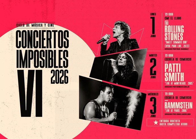 Cartel del VI Ciclo de Conciertos Imposibles que se desarrollará en Gijón, del 1 al 3 de junio.