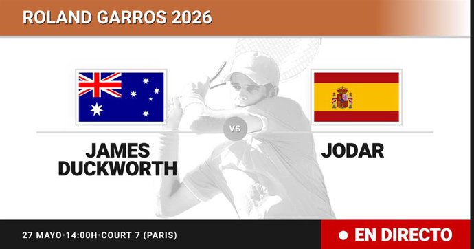 James Duckworth - Rafael Jodar: resumen y estadísticas del partido de Treintaidosavos de final de Roland Garros ATP