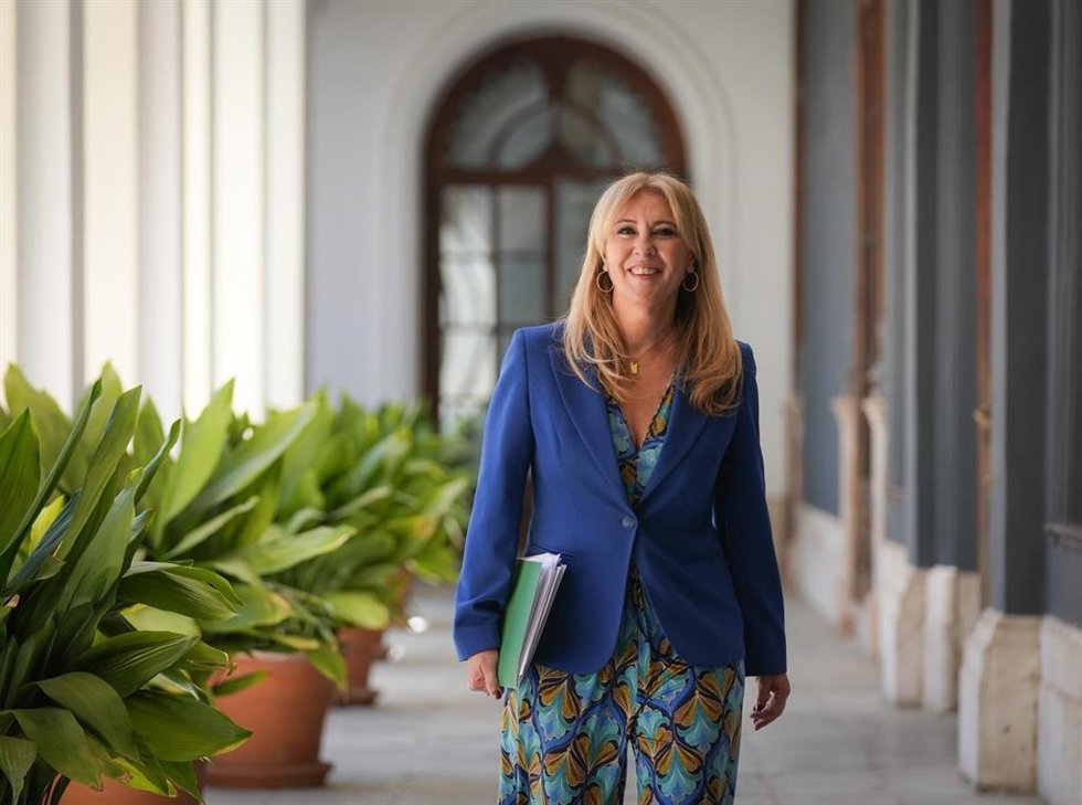 La portavoz del Gobierno andaluz y consejera de Economía, Hacienda, Fondos Europeos y Diálogo Social en funciones, Carolina España, este miércoles