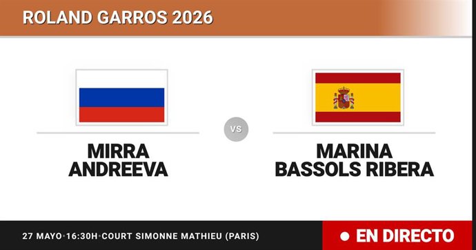 Mirra Andreeva - Marina Bassols Ribera: resumen y estadísticas del partido de Treintaidosavos de final de Roland Garros WTA