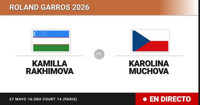 Kamilla Rakhimova - Karolina Muchova: resumen y estadísticas del partido de Treintaidosavos de final de Roland Garros WTA