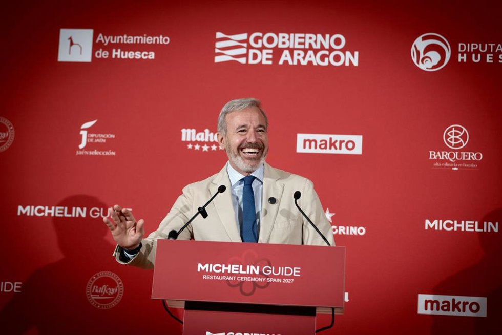 El presidente del Gobierno de Aragón, Jorge Azcón, en Huesca.