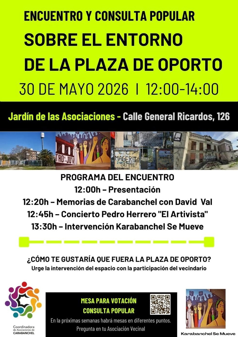 Asociaciones vecinales de Carabanchel lanzan una consulta popular sobre el entorno de la plaza de Oporto