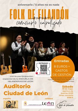 Cartel del concierto teatralizado que el grupo Folk de Filandón protagonizará este sábado en el Auditorio de León.