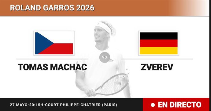 Tomas Machac - Alexander Zverev: resumen y estadísticas del partido de Treintaidosavos de final de Roland Garros ATP