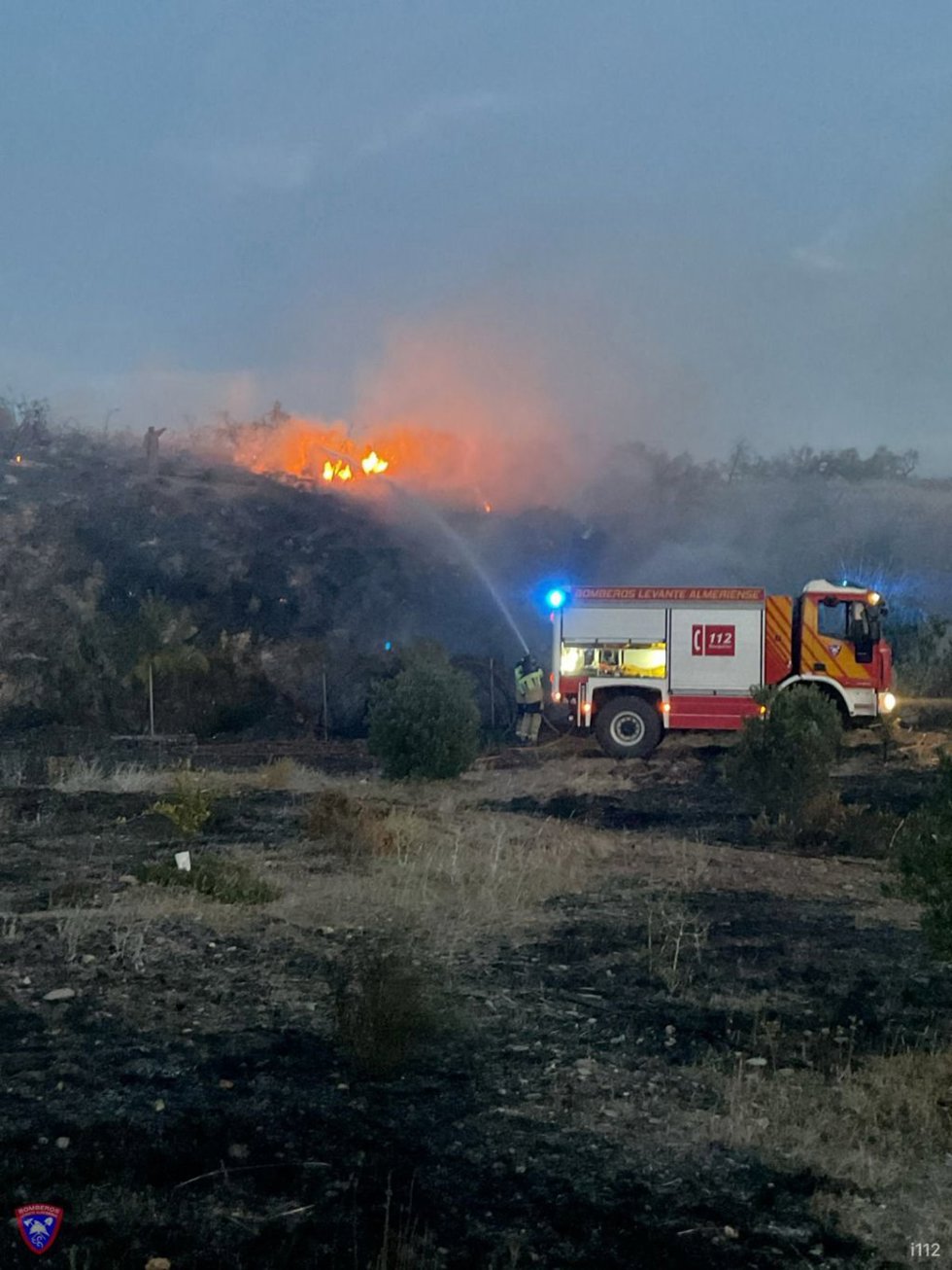 Bomberos extinguen un incendio forestal en Uleila del Campo (Almería)