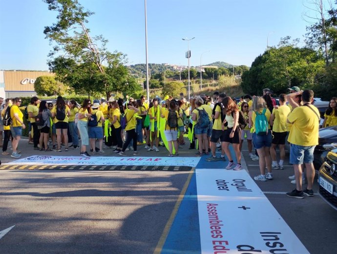 Els docents durant la mobilització