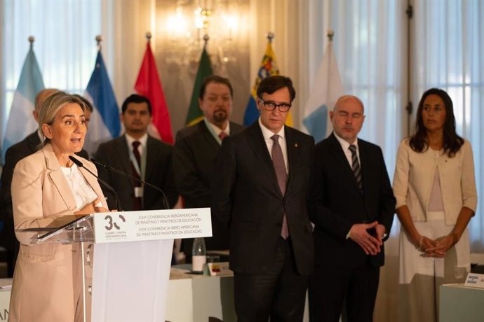 La ministra de Educación, FP y Deportes, Milagros Tolón, en la inauguración de la XXIX Conferencia Iberoamericana de Ministros de Educación en el Palau de Pedralbes de Barcelona
