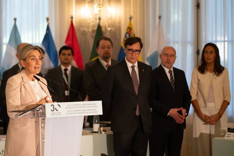 La ministra de Educación, FP y Deportes, Milagros Tolón, en la inauguración de la XXIX Conferencia Iberoamericana de Ministros de Educación en el Palau de Pedralbes de Barcelona