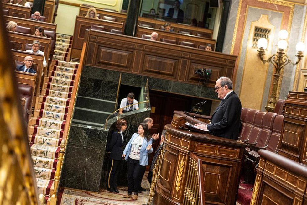 El defensor del pueblo, Ángel Gabilondo, durante una sesión plenaria, en el Congreso de los Diputados, a 28 de mayo de 2026, en Madrid (España). 