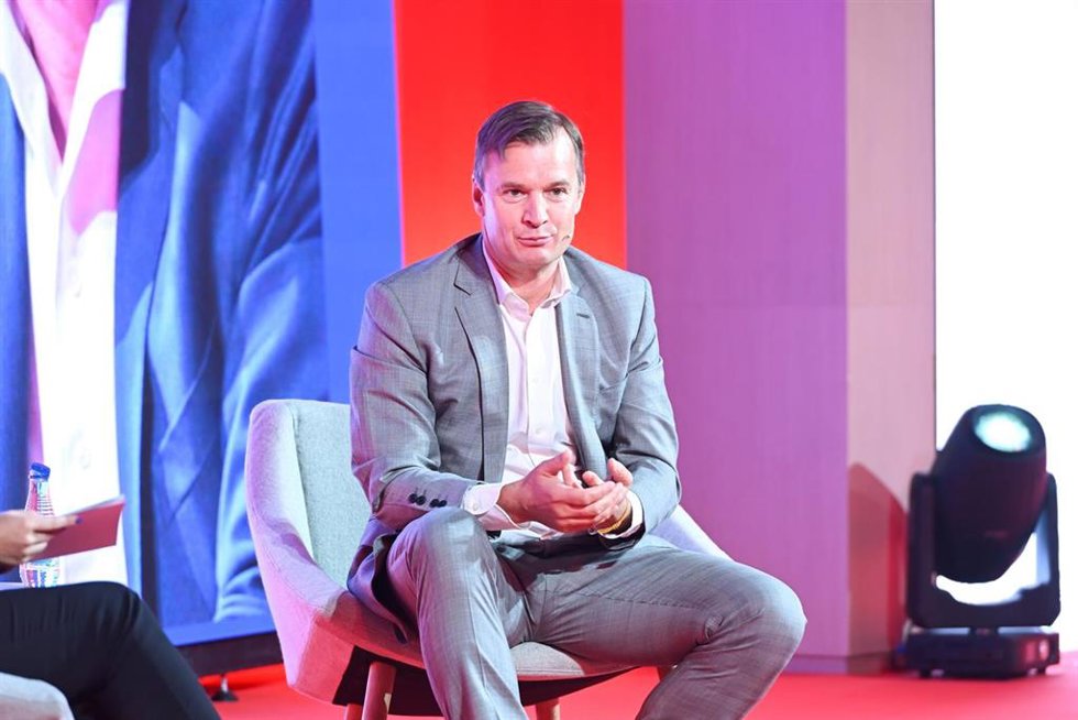 El CEO de MasOrange, Meinrad Seenger, durante la IV edición de Madrid Leaders Forum, a 12 de mayo de 2026, en Madrid (España)