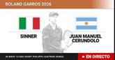 Foto: Jannik Sinner - Juan Manuel Cerundolo, en directo hoy: sigue el partido de Roland Garros ATP