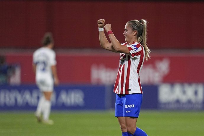 Andrea Medina of Atletico de Madrid celebrates a goal during the Spanish Women League, Liga F, football match played between Atletico de Madrid and CD Costa de Adeje Tenerife at Centro Deportivo Alcala de Henares on May 26, 2026, in Alcala de Henares, Mad