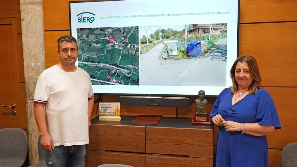 Siero: el concejal de Ordenación y Gestión Urbanística, Vivienda y Empleo, Javier Rodríguez, y la concejala de Infraestructuras Urbanas y Limpieza Viaria, Sonia Lago.